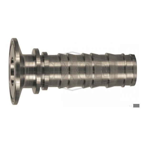 Sanitary King Crimp Tri-Clover Stem, 1 in Nominal, Clamp x Hose Shank End Style, 316 SS, Domestic